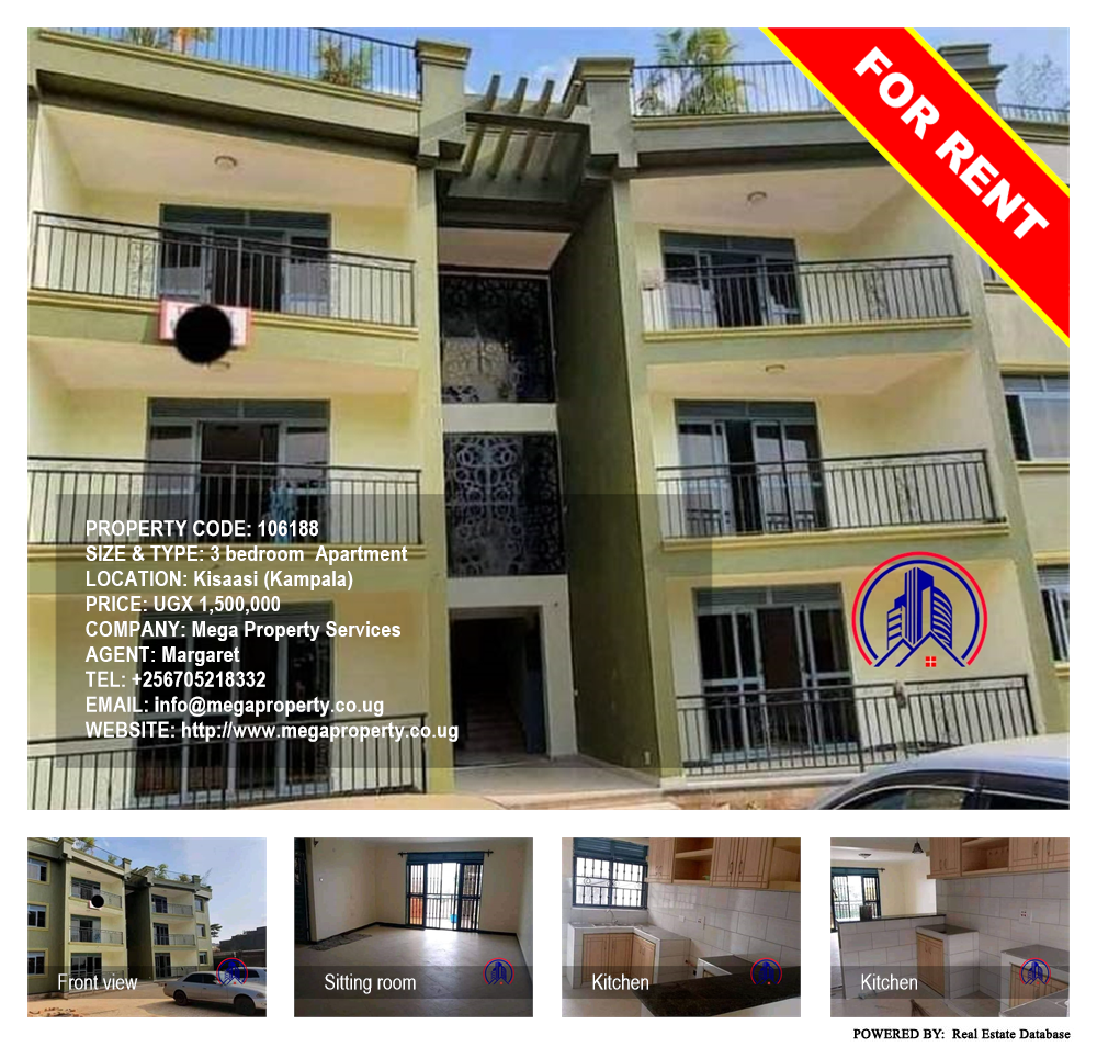 3 bedroom Apartment  for rent in Kisaasi Kampala Uganda, code: 106188