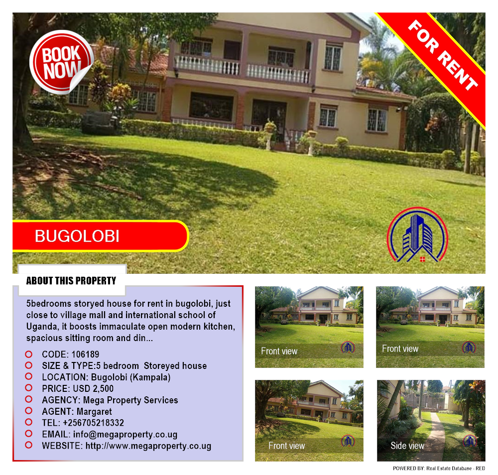 5 bedroom Storeyed house  for rent in Bugoloobi Kampala Uganda, code: 106189