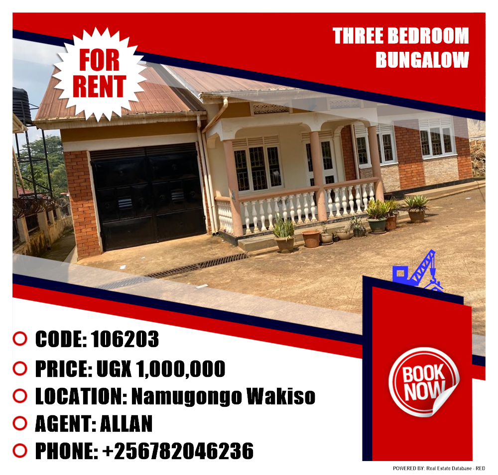 3 bedroom Bungalow  for rent in Namugongo Wakiso Uganda, code: 106203