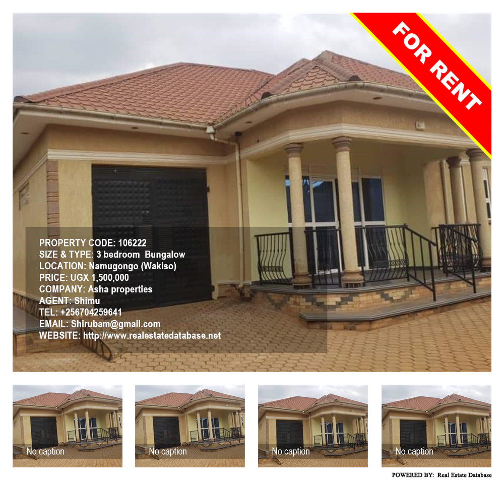 3 bedroom Bungalow  for rent in Namugongo Wakiso Uganda, code: 106222