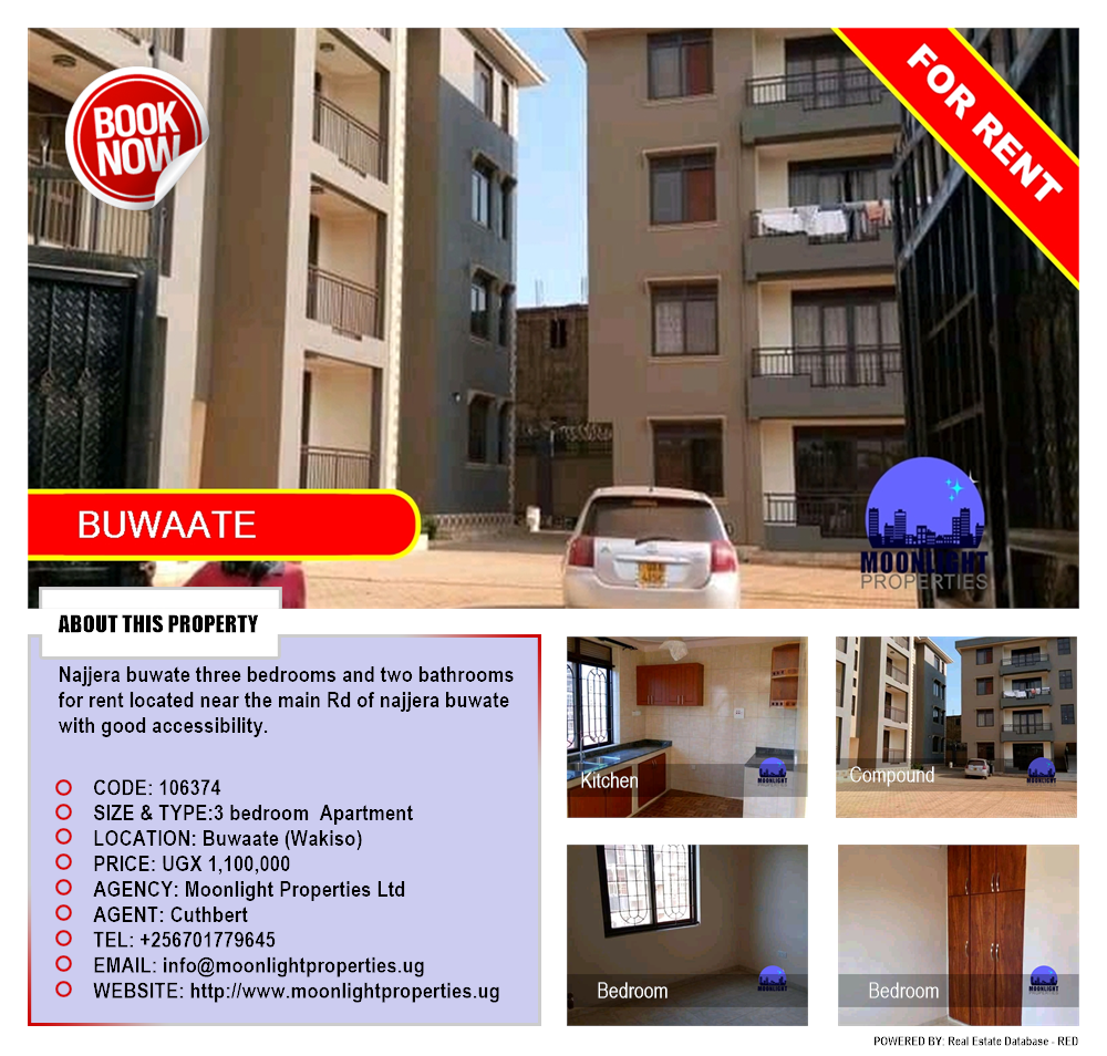 3 bedroom Apartment  for rent in Buwaate Wakiso Uganda, code: 106374