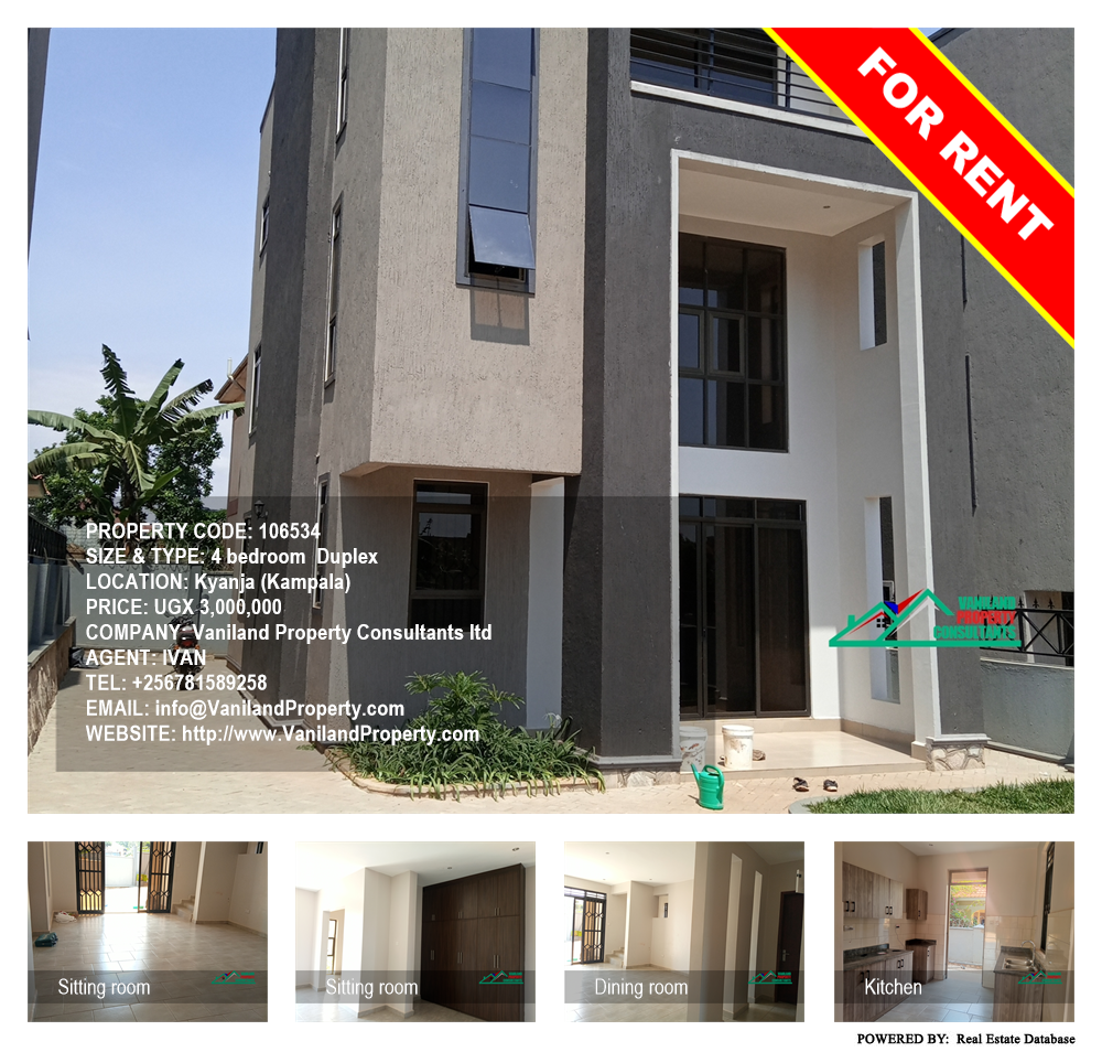 4 bedroom Duplex  for rent in Kyanja Kampala Uganda, code: 106534