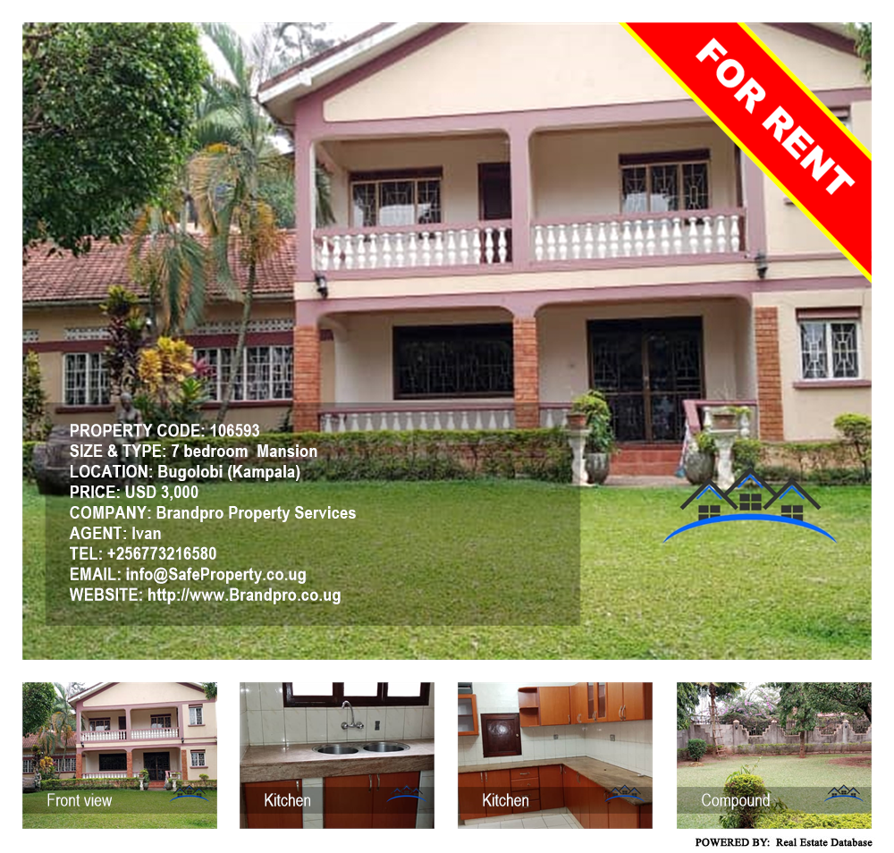 7 bedroom Mansion  for rent in Bugoloobi Kampala Uganda, code: 106593