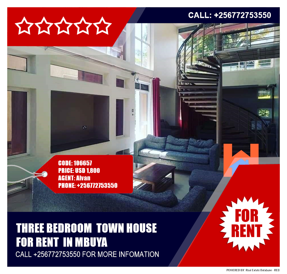 3 bedroom Town House  for rent in Mbuya Kampala Uganda, code: 106657