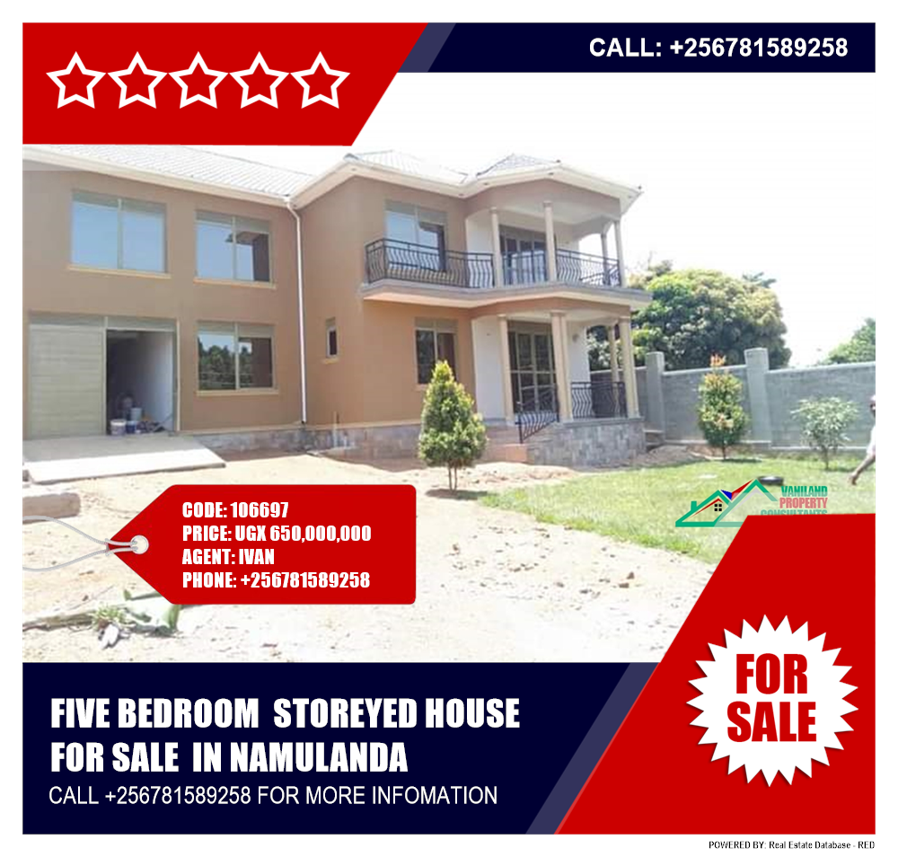 5 bedroom Storeyed house  for sale in Namulanda Wakiso Uganda, code: 106697