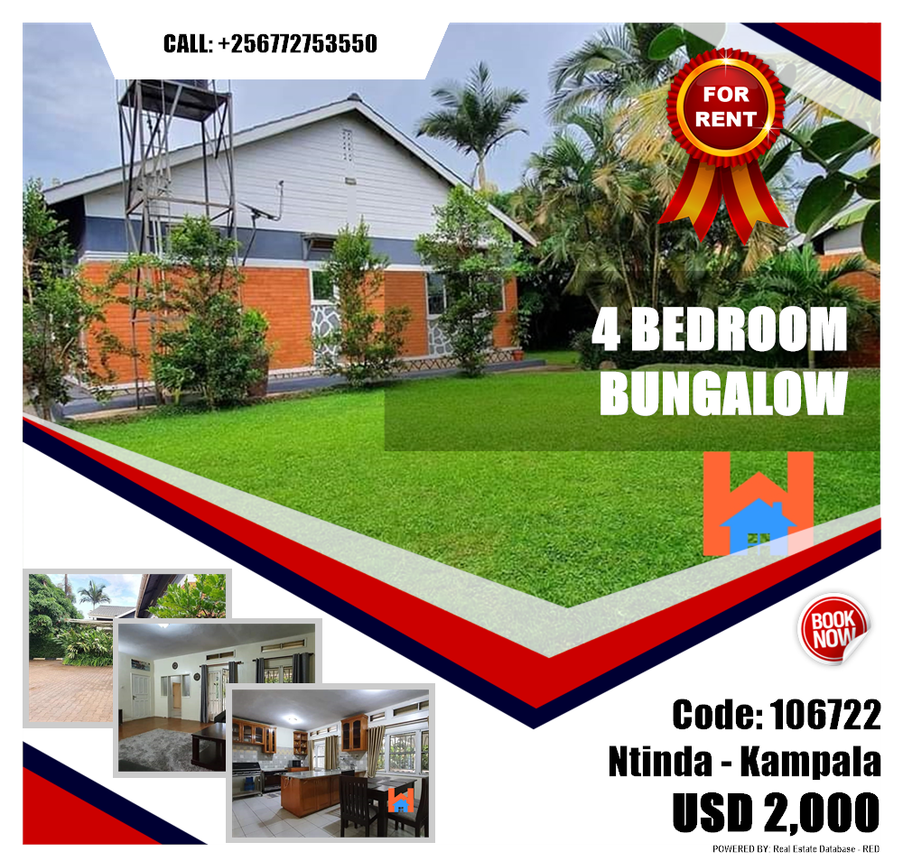 4 bedroom Bungalow  for rent in Ntinda Kampala Uganda, code: 106722