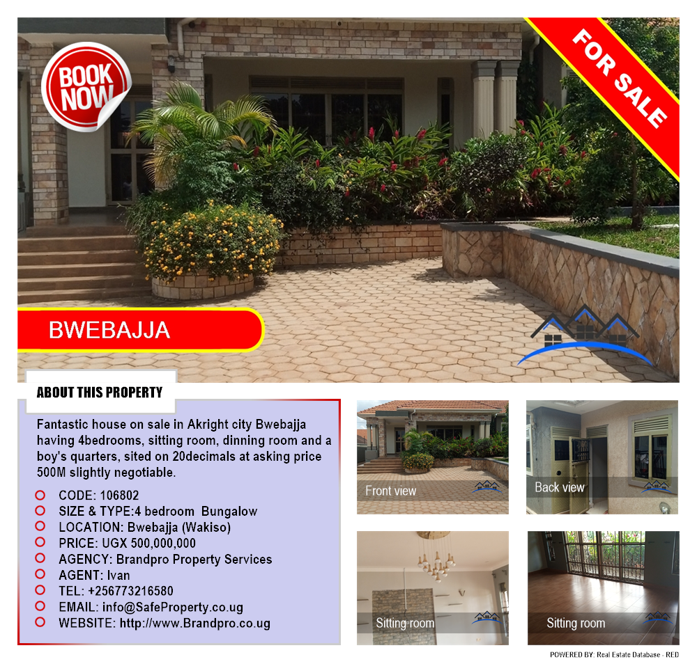 4 bedroom Bungalow  for sale in Bwebajja Wakiso Uganda, code: 106802
