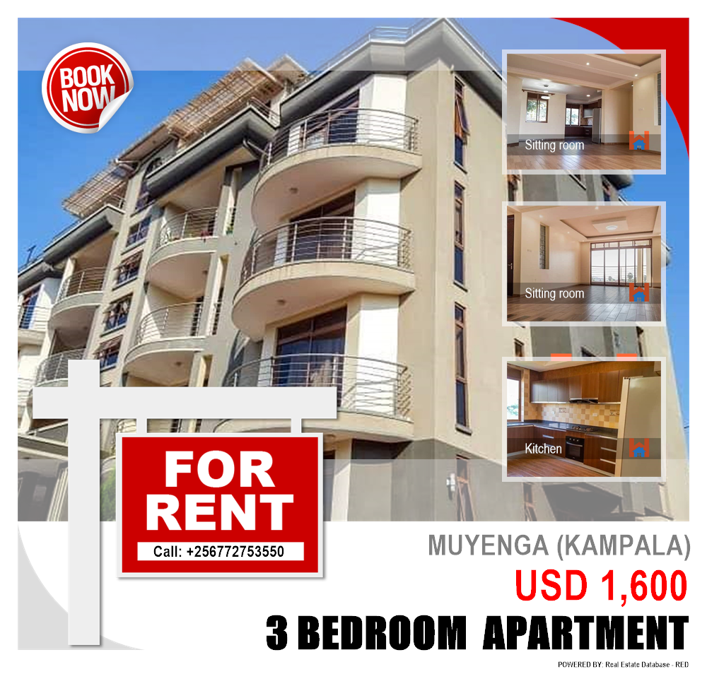 3 bedroom Apartment  for rent in Muyenga Kampala Uganda, code: 107017