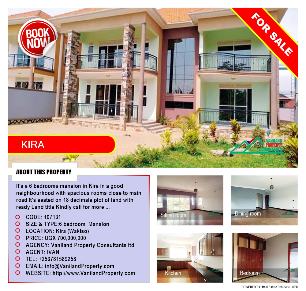 6 bedroom Mansion  for sale in Kira Wakiso Uganda, code: 107131