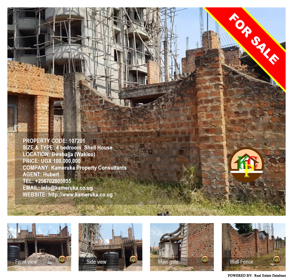4 bedroom Shell House  for sale in Bwebajja Wakiso Uganda, code: 107201