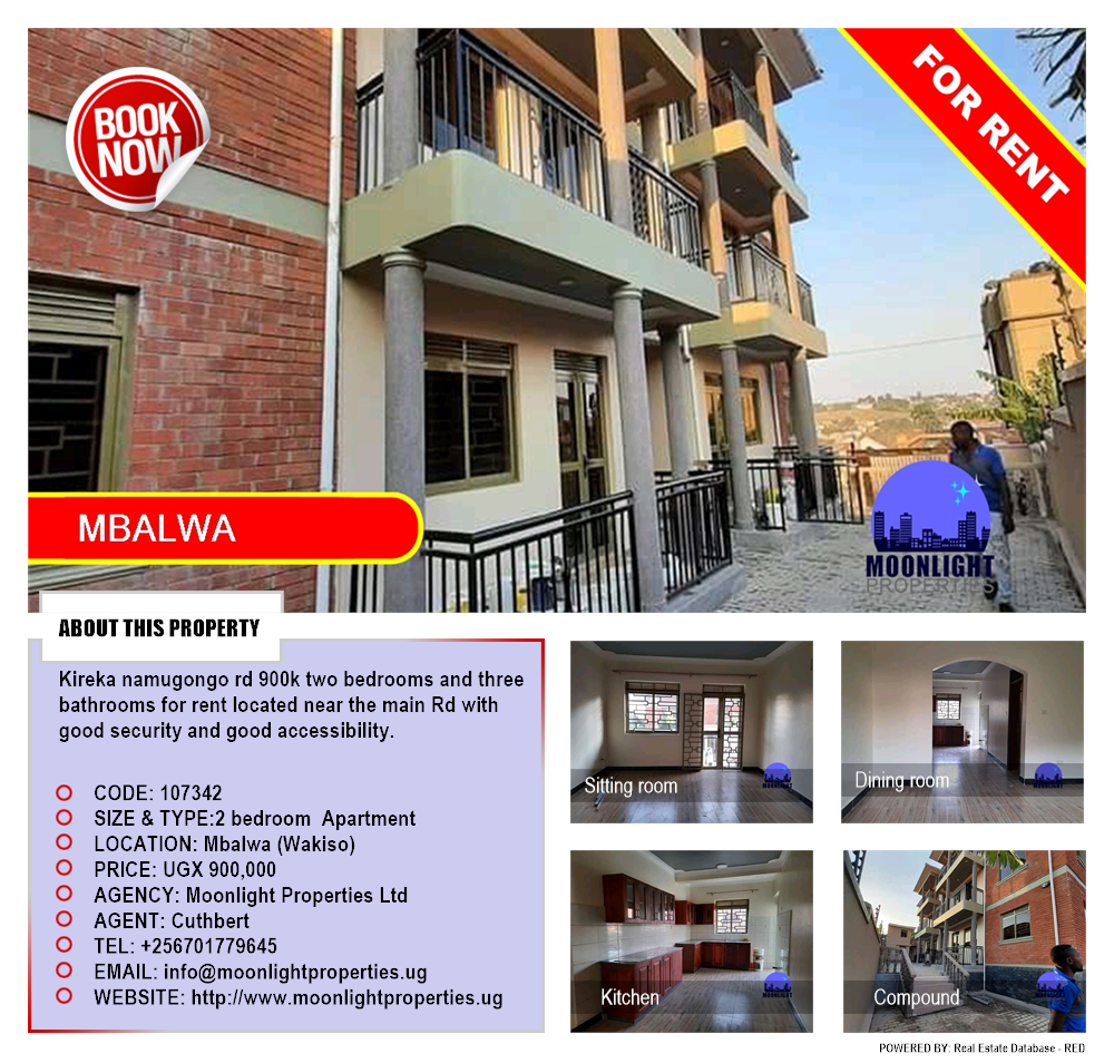 2 bedroom Apartment  for rent in Mbalwa Wakiso Uganda, code: 107342