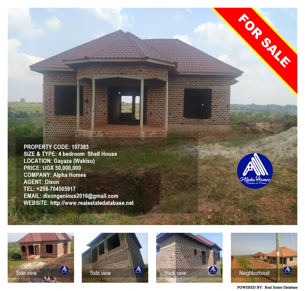 4 bedroom Shell House  for sale in Gayaza Wakiso Uganda, code: 107383