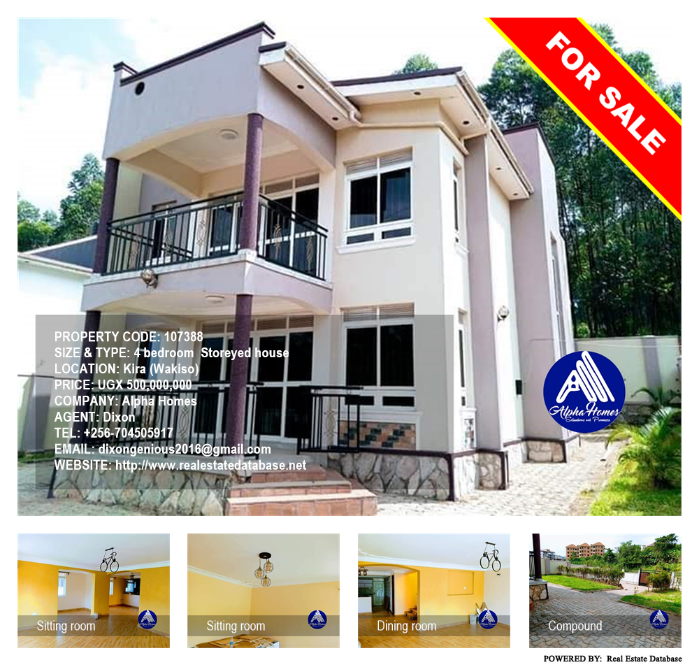 4 bedroom Storeyed house  for sale in Kira Wakiso Uganda, code: 107388