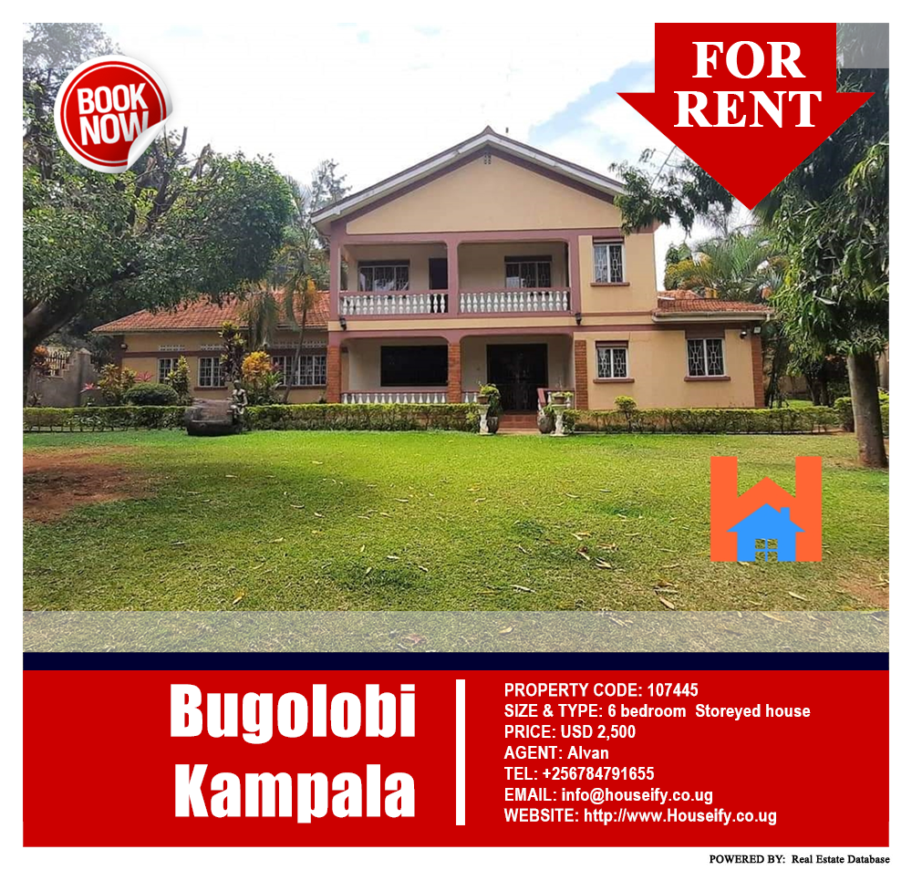 6 bedroom Storeyed house  for rent in Bugoloobi Kampala Uganda, code: 107445