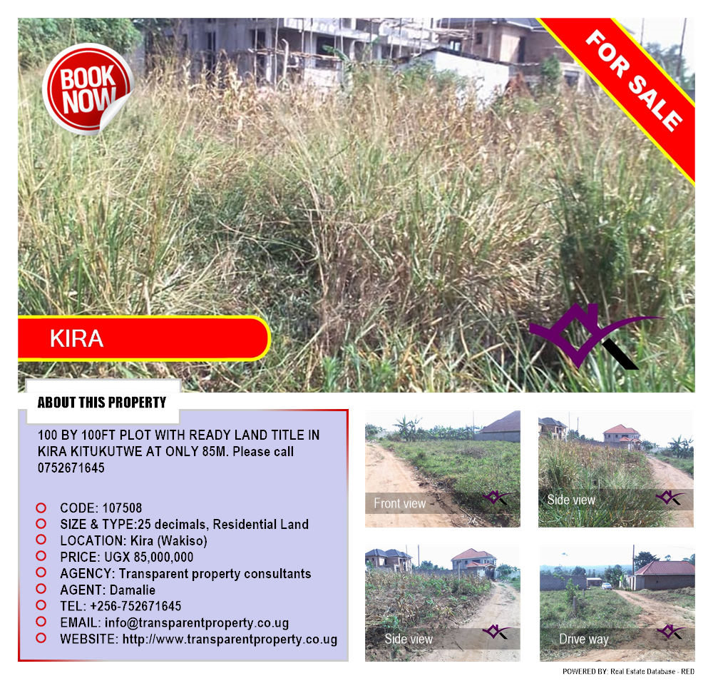 Residential Land  for sale in Kira Wakiso Uganda, code: 107508