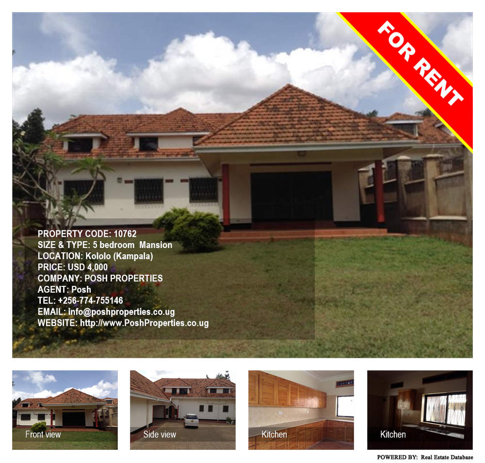 5 bedroom Mansion  for rent in Kololo Kampala Uganda, code: 10762