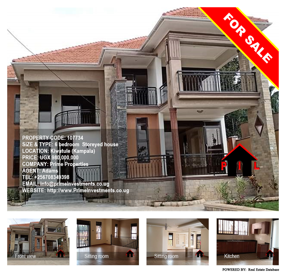 6 bedroom Storeyed house  for sale in Kiwaatule Kampala Uganda, code: 107734