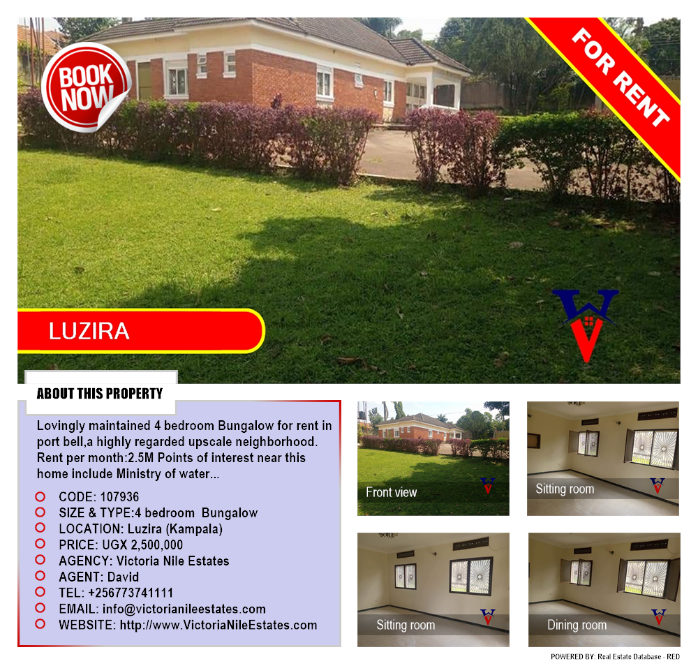4 bedroom Bungalow  for rent in Luzira Kampala Uganda, code: 107936