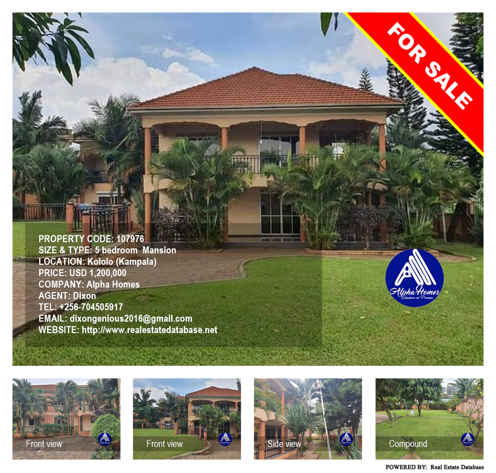 5 bedroom Mansion  for sale in Kololo Kampala Uganda, code: 107976