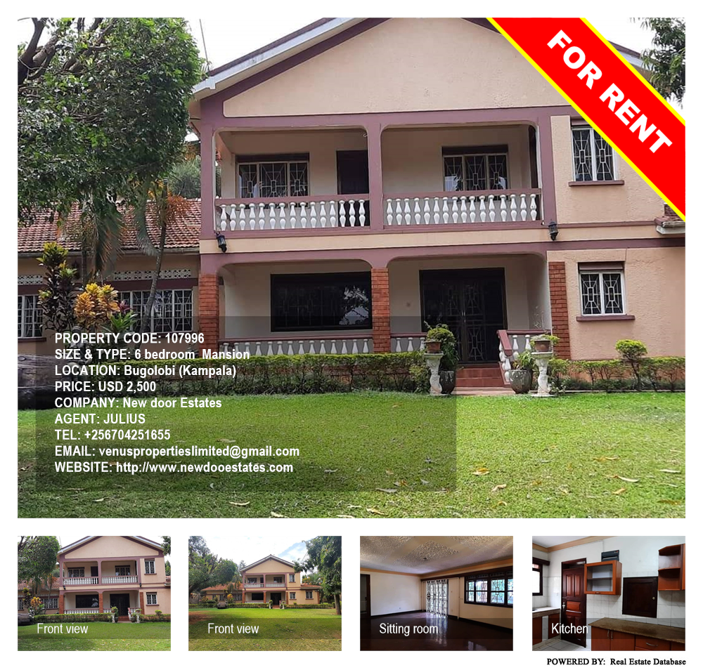 6 bedroom Mansion  for rent in Bugoloobi Kampala Uganda, code: 107996