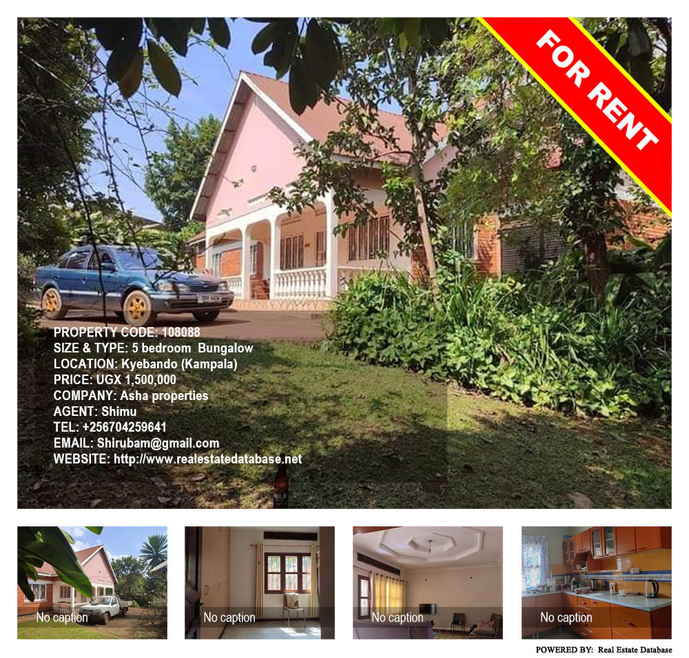 5 bedroom Bungalow  for rent in Kyebando Kampala Uganda, code: 108088