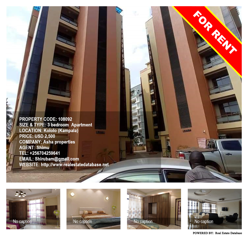 3 bedroom Apartment  for rent in Kololo Kampala Uganda, code: 108092