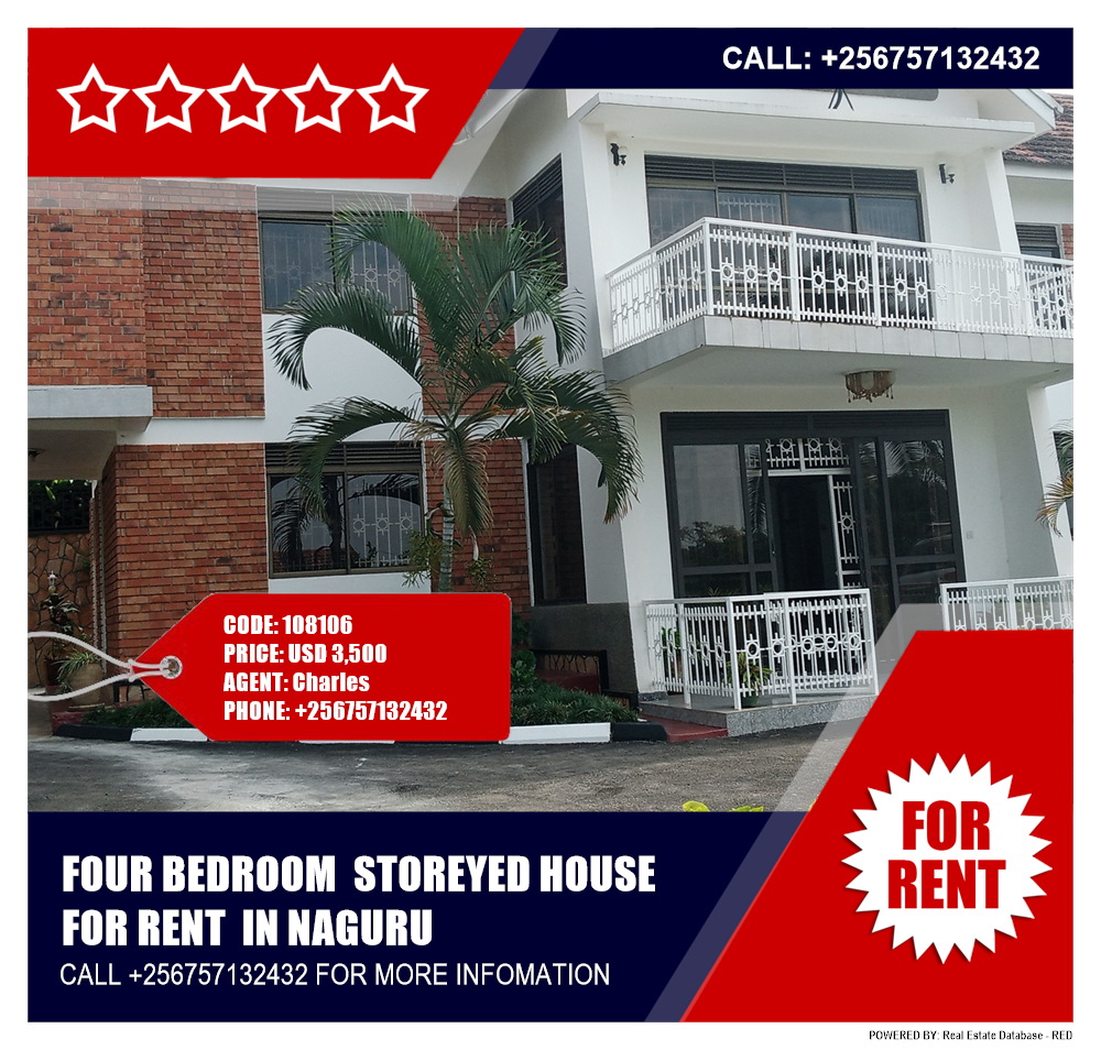 4 bedroom Storeyed house  for rent in Naguru Kampala Uganda, code: 108106