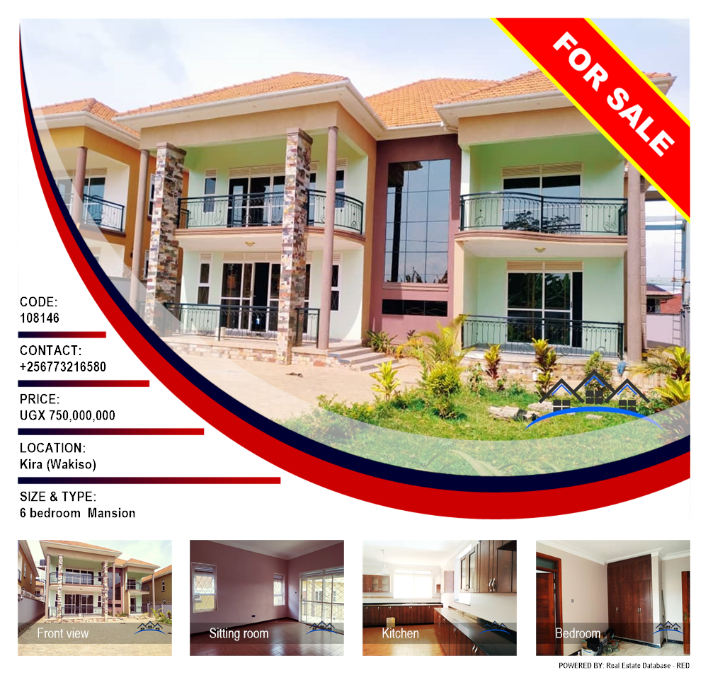 6 bedroom Mansion  for sale in Kira Wakiso Uganda, code: 108146