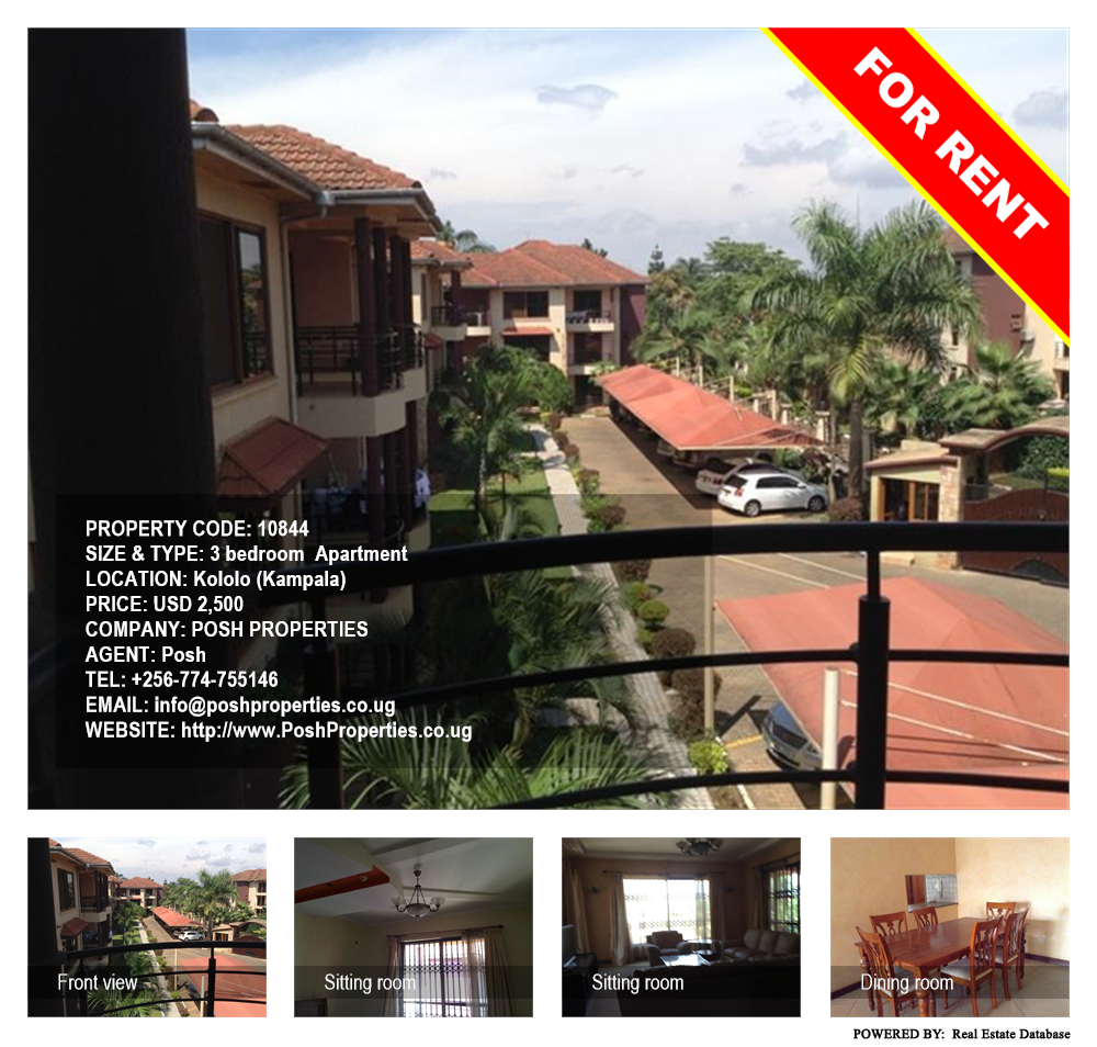 3 bedroom Apartment  for rent in Kololo Kampala Uganda, code: 10844
