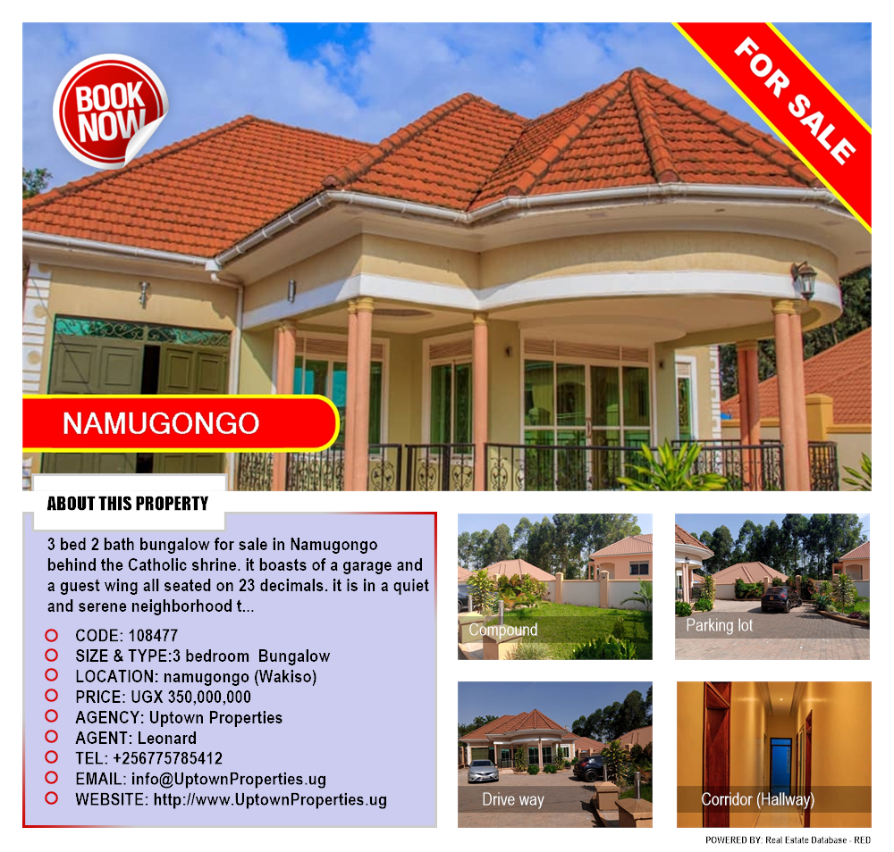 3 bedroom Bungalow  for sale in Namugongo Wakiso Uganda, code: 108477