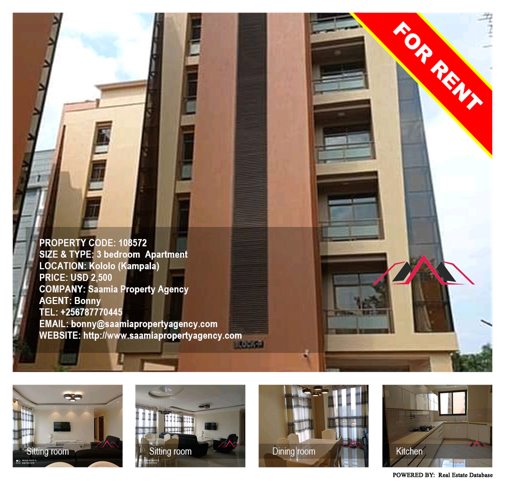 3 bedroom Apartment  for rent in Kololo Kampala Uganda, code: 108572
