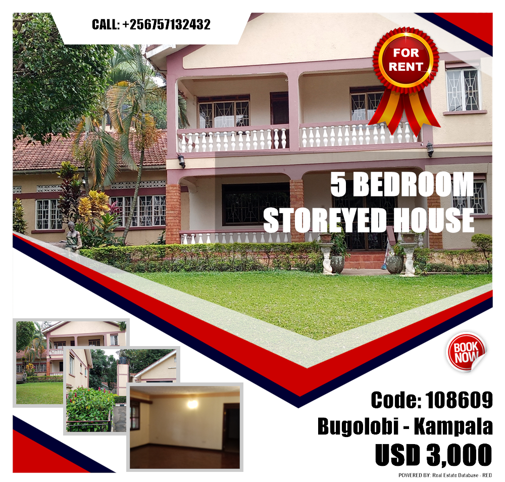 5 bedroom Storeyed house  for rent in Bugoloobi Kampala Uganda, code: 108609