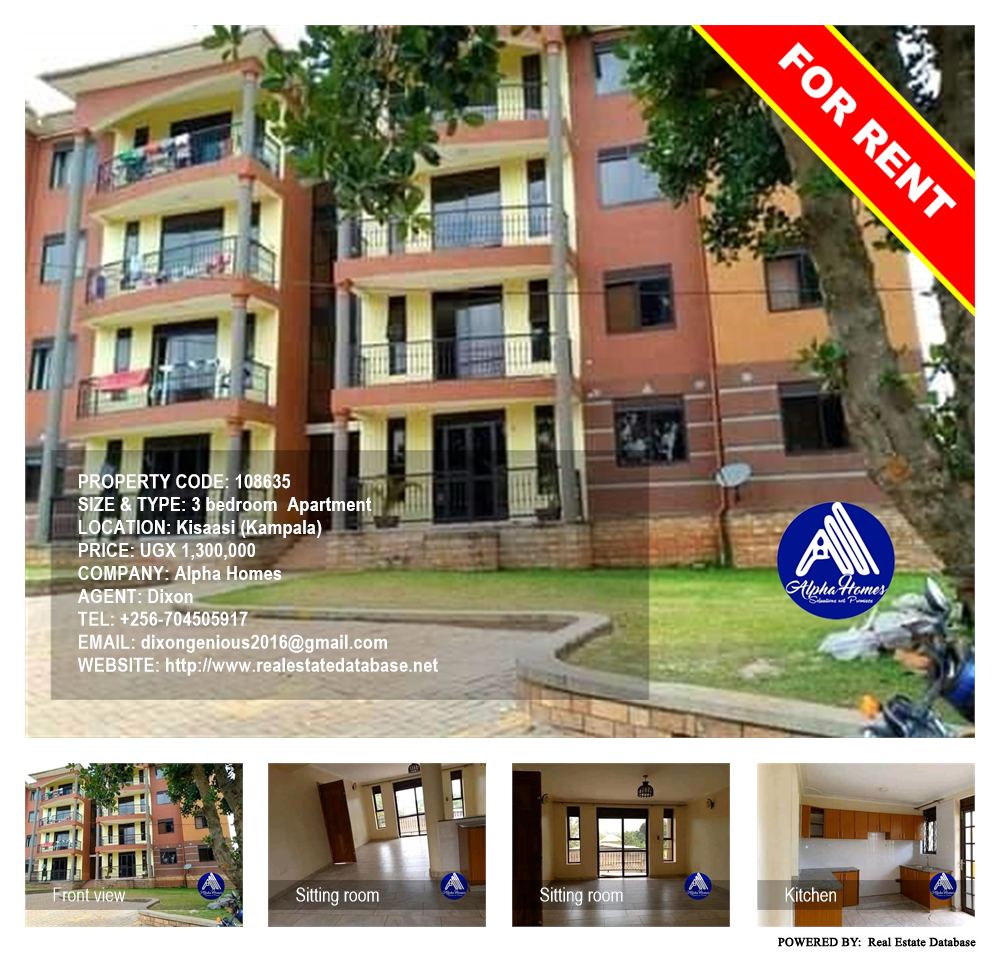 3 bedroom Apartment  for rent in Kisaasi Kampala Uganda, code: 108635