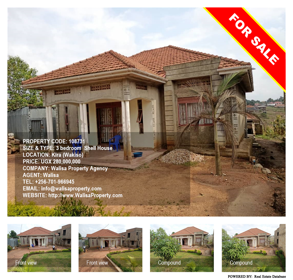 3 bedroom Shell House  for sale in Kira Wakiso Uganda, code: 108731