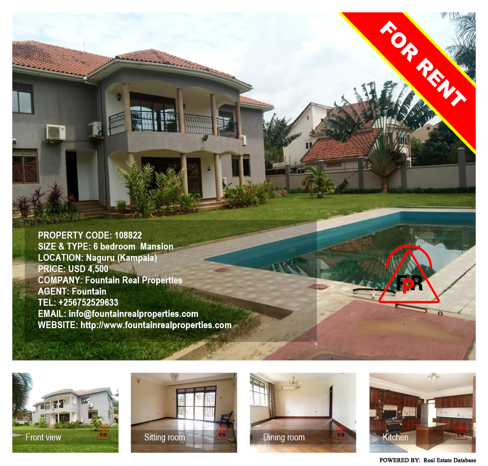6 bedroom Mansion  for rent in Naguru Kampala Uganda, code: 108822