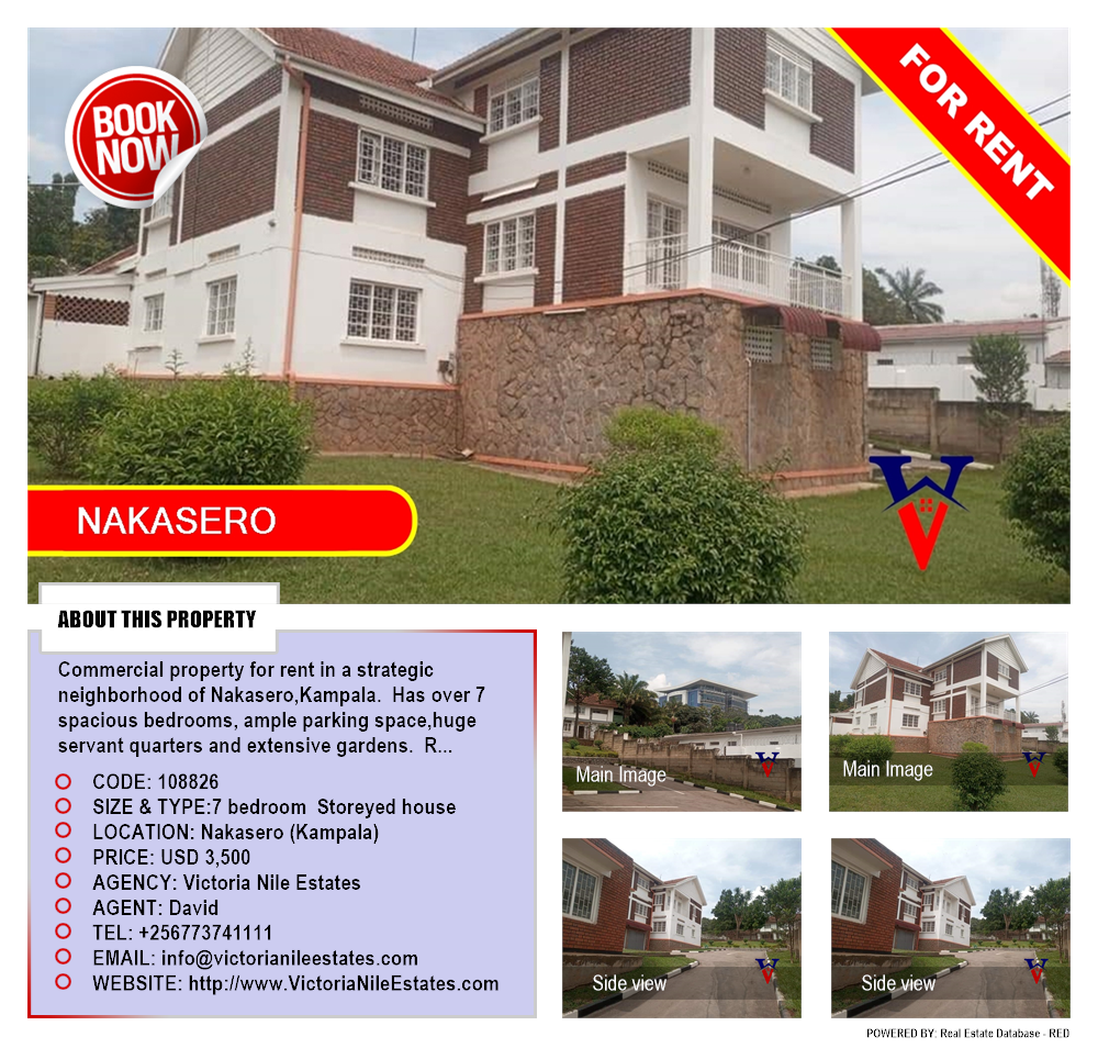 7 bedroom Storeyed house  for rent in Nakasero Kampala Uganda, code: 108826