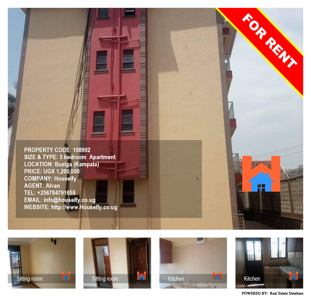 3 bedroom Apartment  for rent in Buziga Kampala Uganda, code: 108902