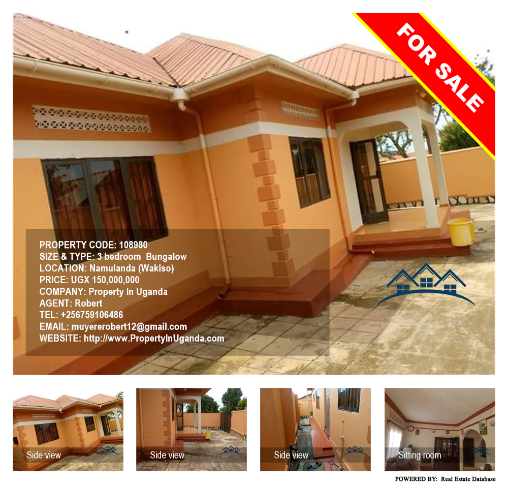 3 bedroom Bungalow  for sale in Namulanda Wakiso Uganda, code: 108980