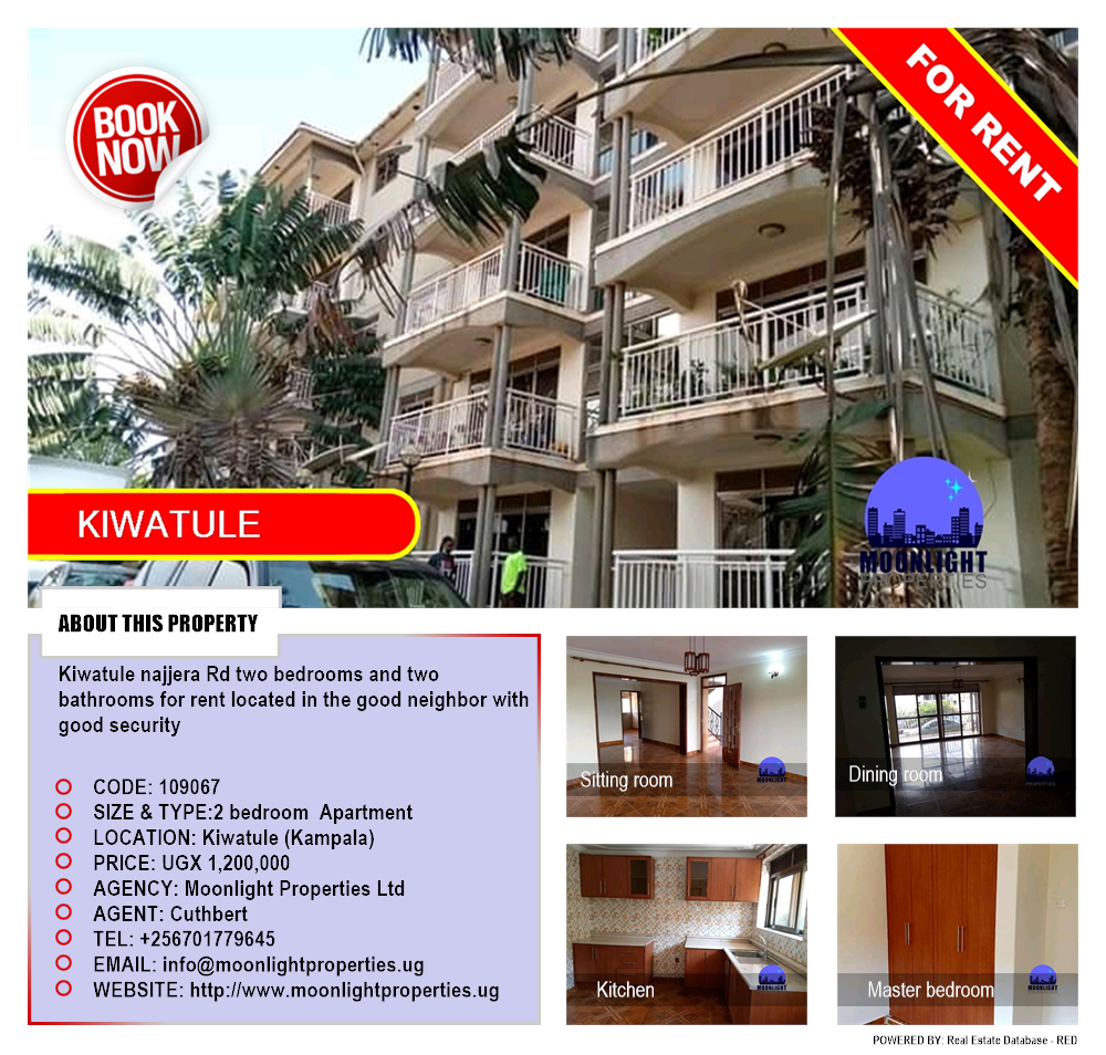 2 bedroom Apartment  for rent in Kiwaatule Kampala Uganda, code: 109067