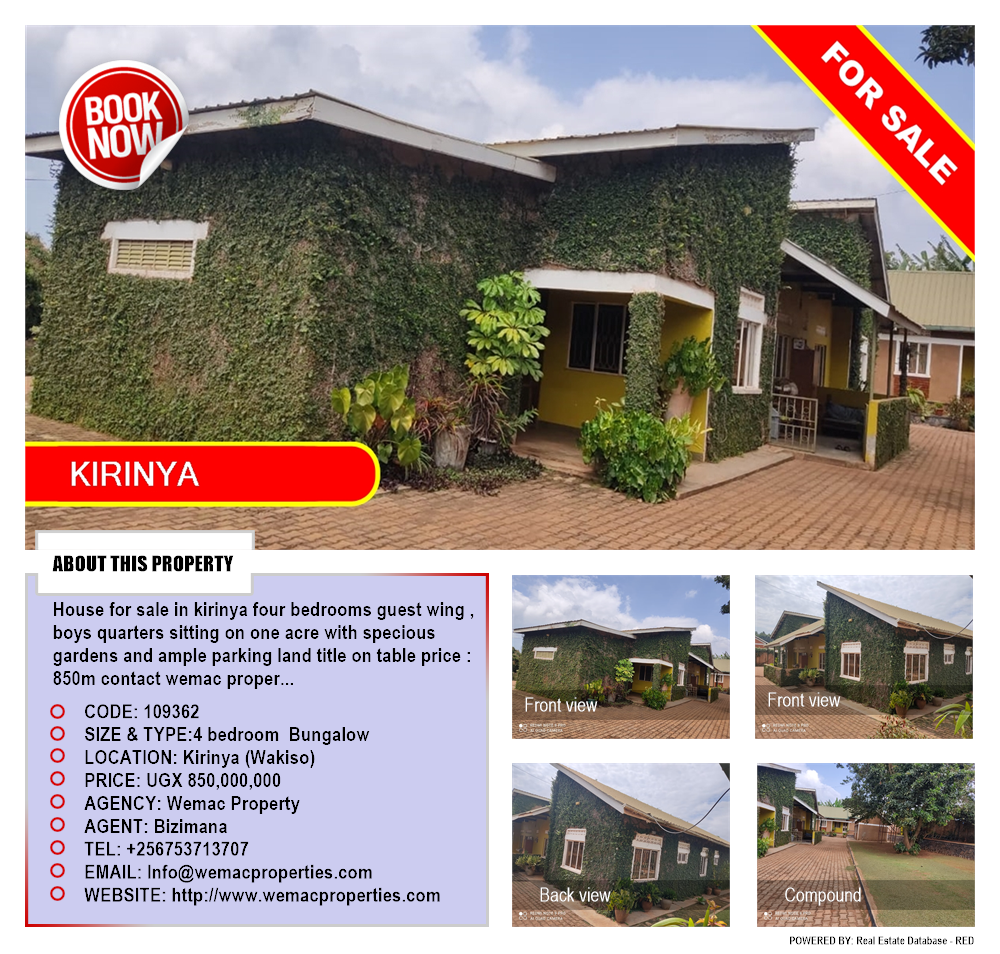 4 bedroom Bungalow  for sale in Kirinya Wakiso Uganda, code: 109362
