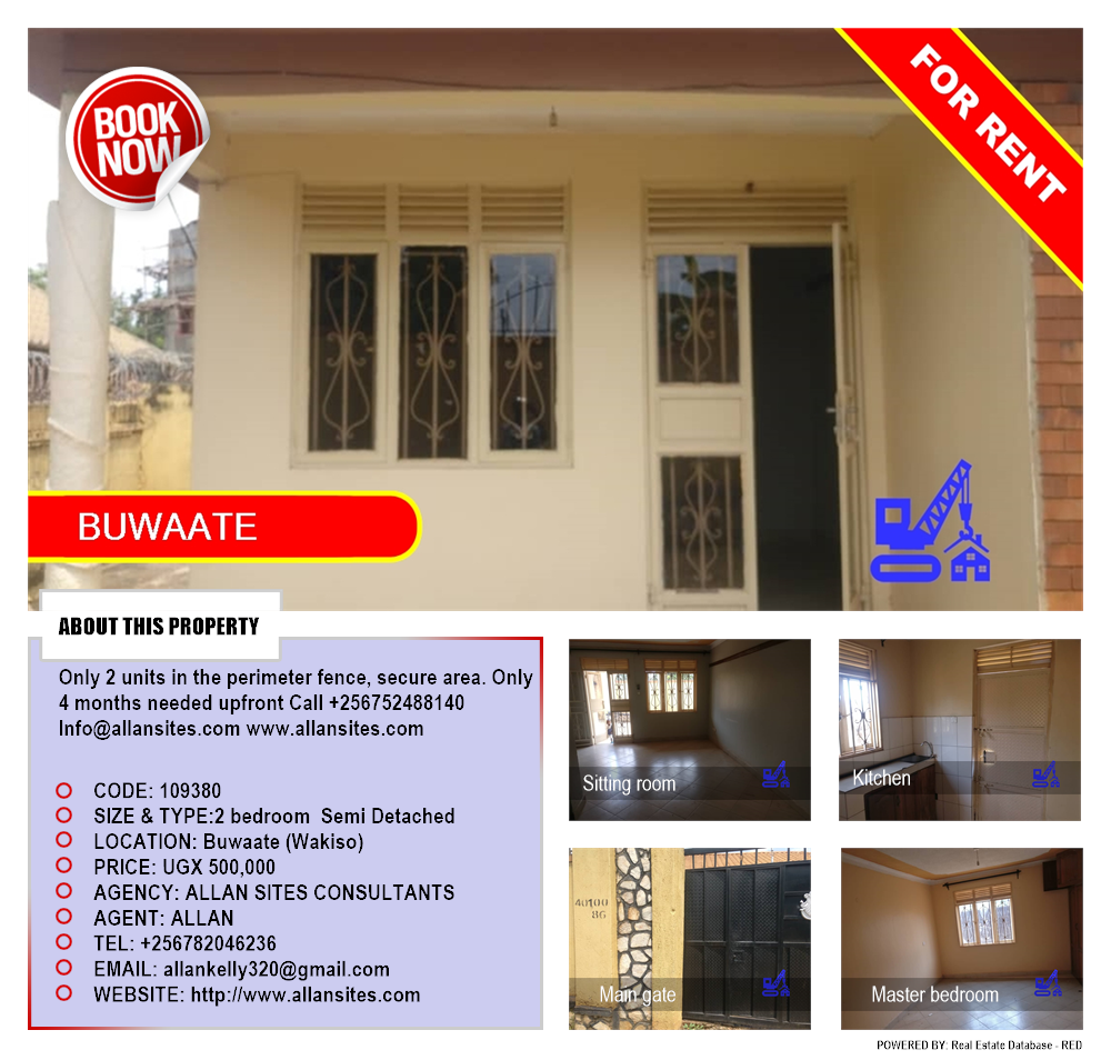 2 bedroom Semi Detached  for rent in Buwaate Wakiso Uganda, code: 109380