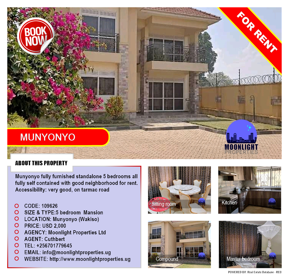5 bedroom Mansion  for rent in Munyonyo Wakiso Uganda, code: 109626