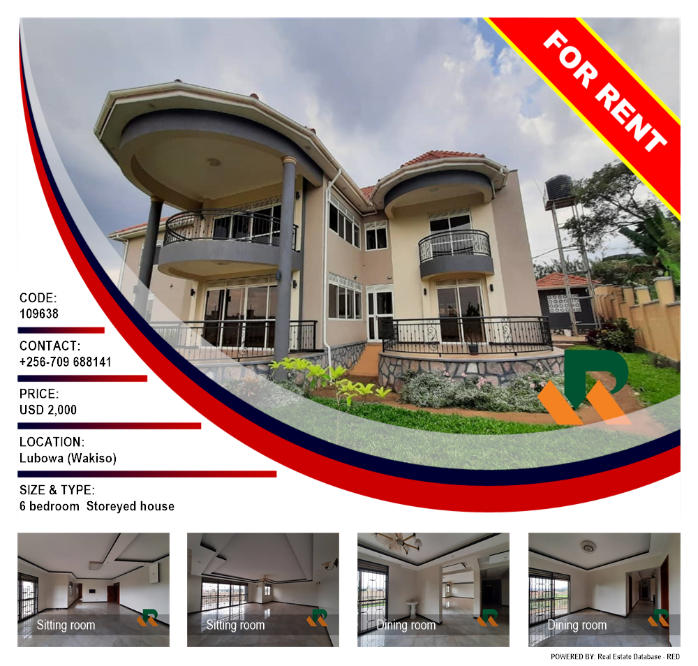 6 bedroom Storeyed house  for rent in Lubowa Wakiso Uganda, code: 109638
