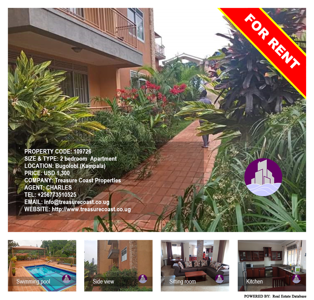 2 bedroom Apartment  for rent in Bugoloobi Kampala Uganda, code: 109726