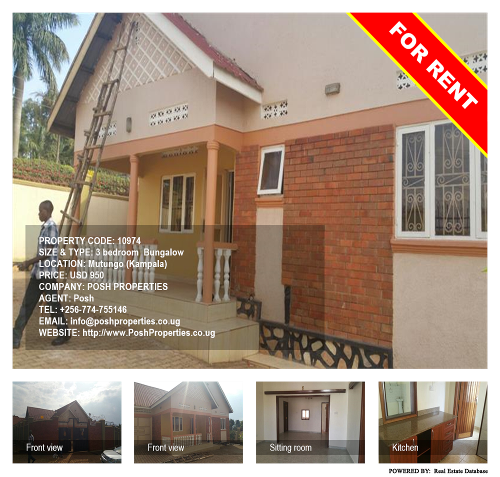 3 bedroom Bungalow  for rent in Mutungo Kampala Uganda, code: 10974