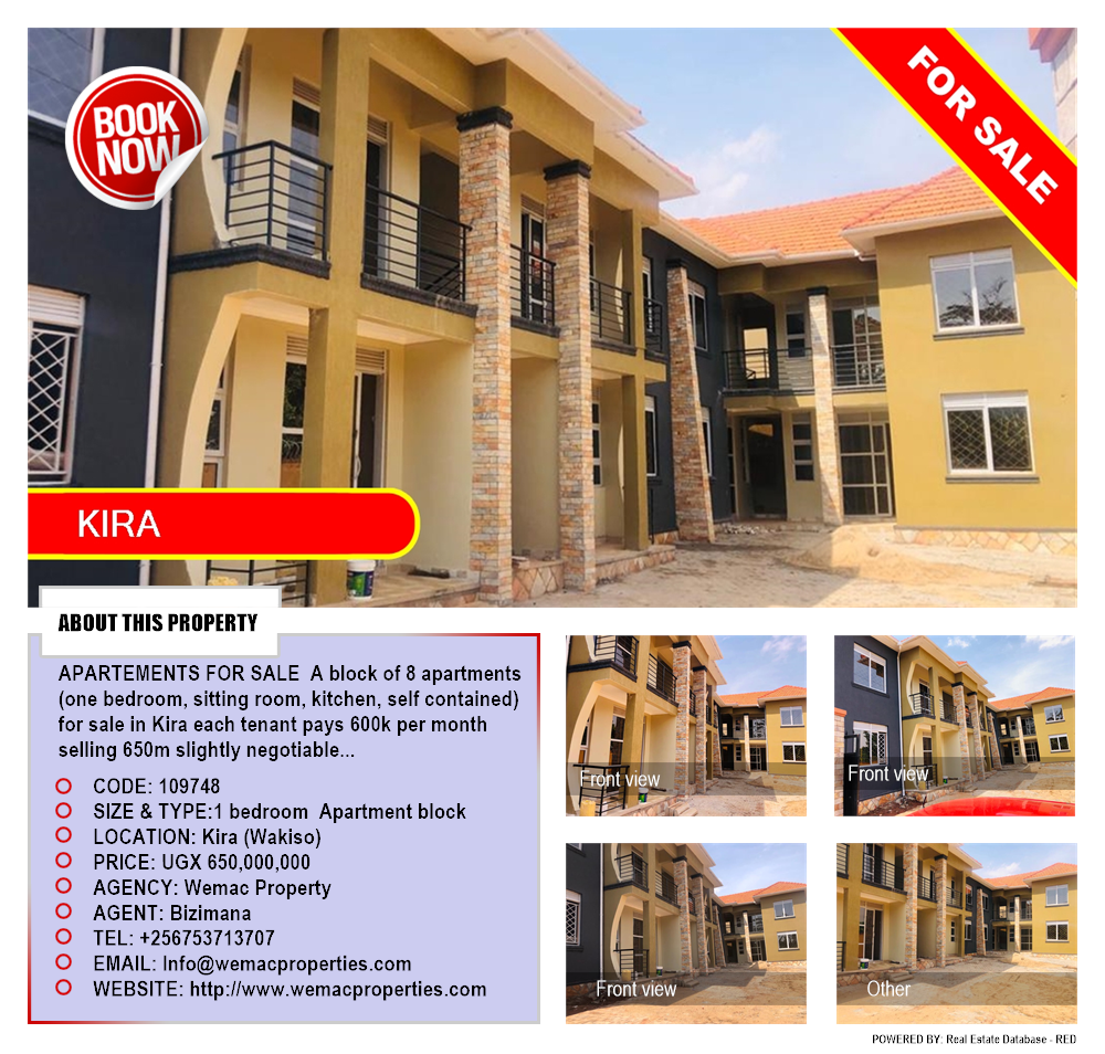 1 bedroom Apartment block  for sale in Kira Wakiso Uganda, code: 109748