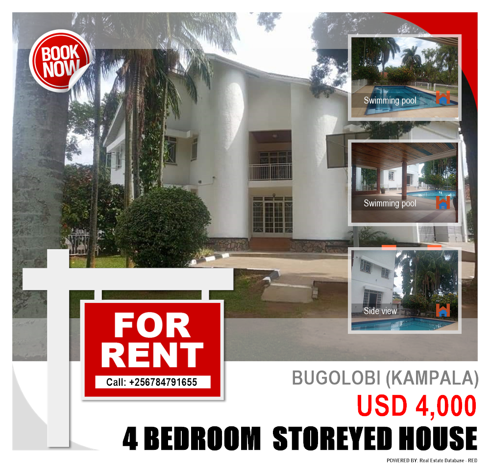 4 bedroom Storeyed house  for rent in Bugoloobi Kampala Uganda, code: 109767