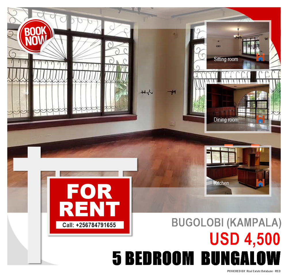 5 bedroom Bungalow  for rent in Bugoloobi Kampala Uganda, code: 109782