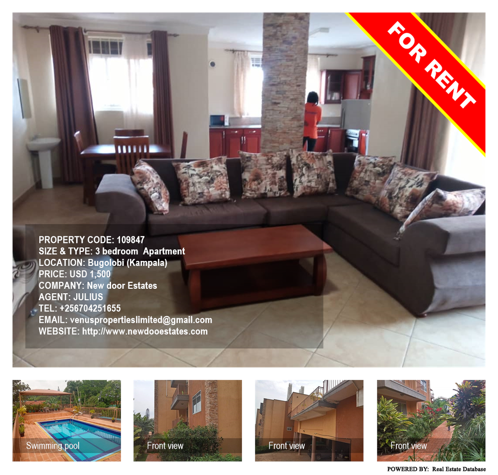 3 bedroom Apartment  for rent in Bugoloobi Kampala Uganda, code: 109847