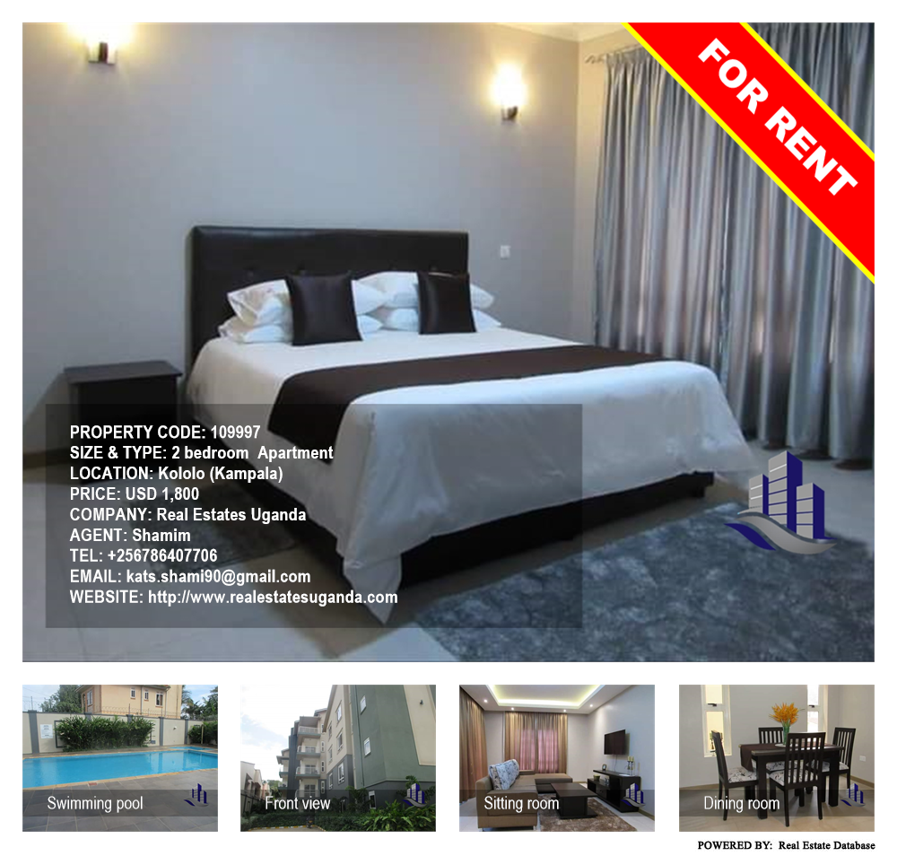 2 bedroom Apartment  for rent in Kololo Kampala Uganda, code: 109997